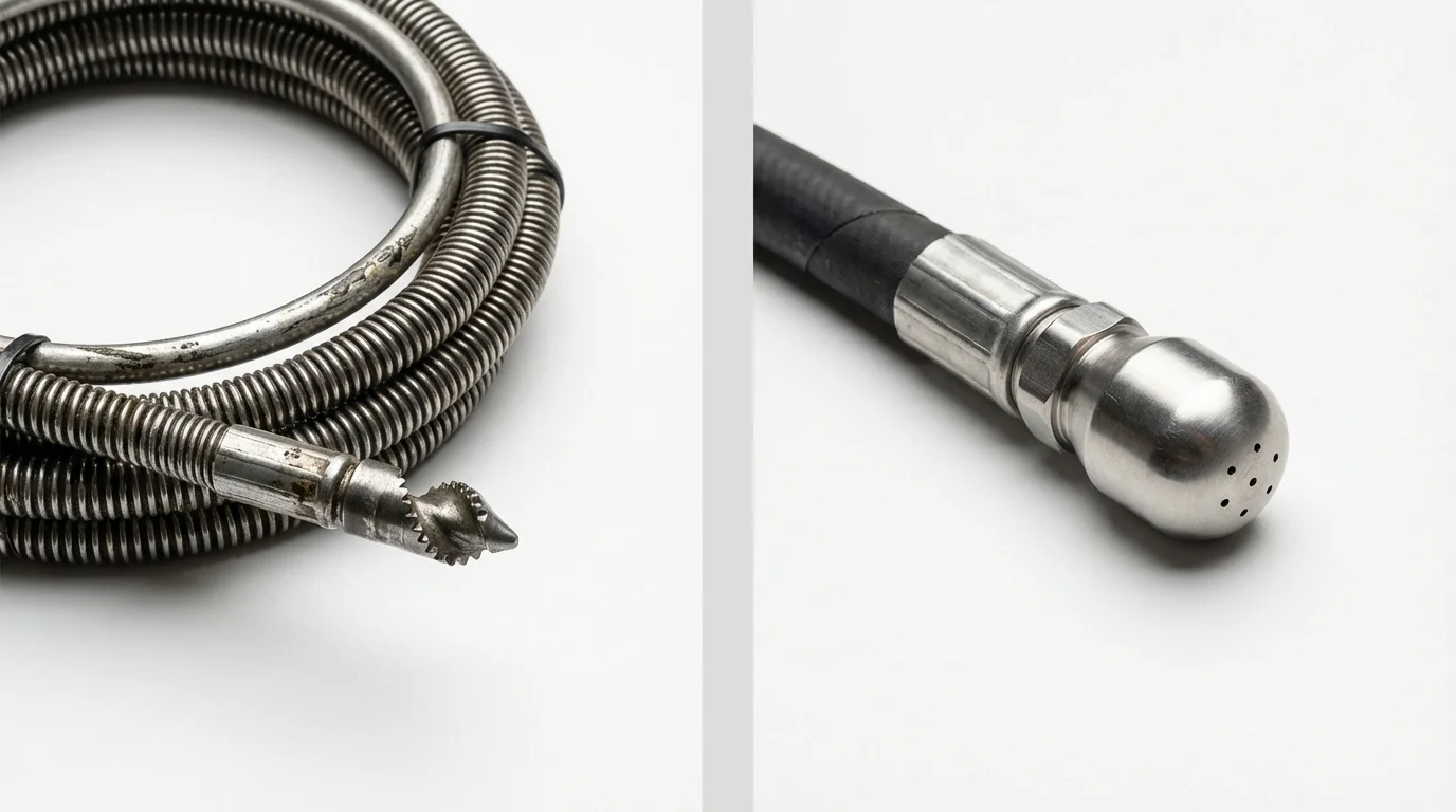 Drain snake cable and hydro jetting nozzle used for drain cleaning in Granite Falls, WA
