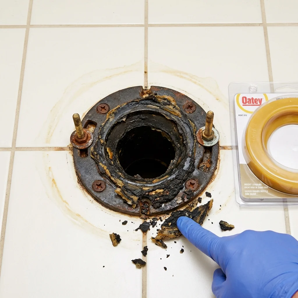 Failed wax ring showing water seepage at the base of a toilet in a Granite Falls, WA home